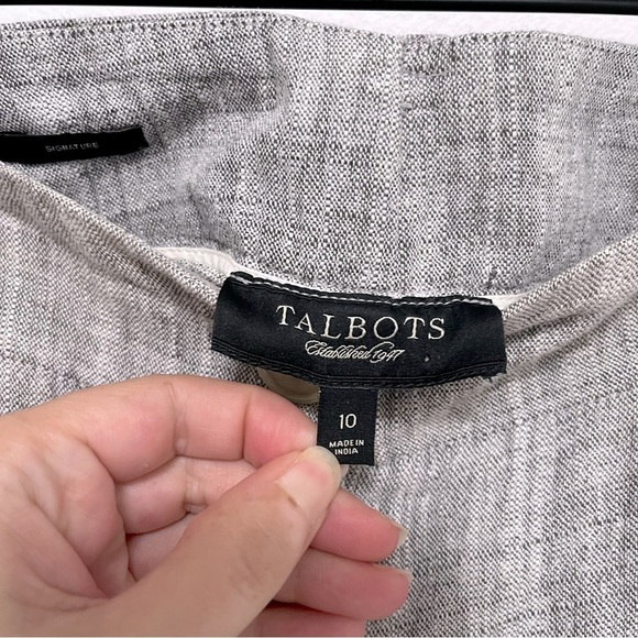TALBOTS Signature Linen Blend Heather Gray Mid Rise Trouser Pants Size 10 - Picture 2 of 8